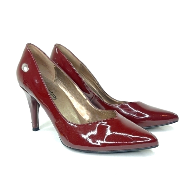 Moda Spana Patent Leather Heels Maroon Pointed Toe - Picture 2 of 10